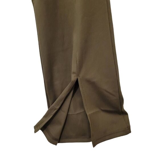 Women Flare Yoga Pant Crossover Waist/Pockets/Split Leg Size 2XL Green - Picture 7 of 8